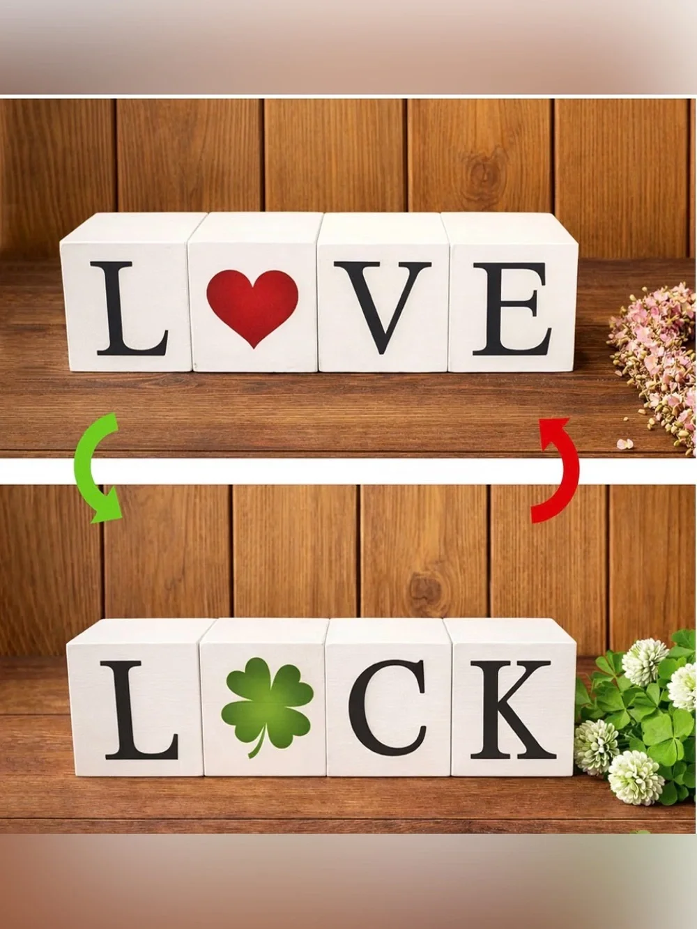 Reversible Wooden Block Decor -